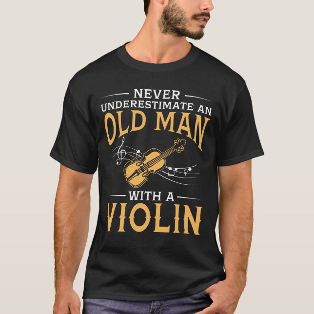 Camiseta Um ancião com um violino (Frente)