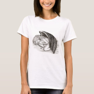 Camiseta Um anjo adormecido, Design preto e branco