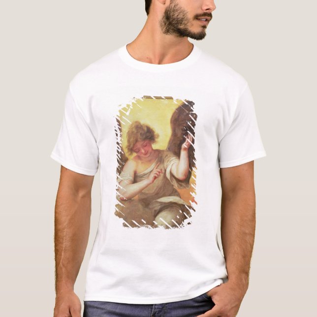 Camiseta Um anjo que guardara uma garrafa de vidro (Frente)