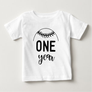 Camiseta Um Ano de Marco de Bebê de Beisebol -