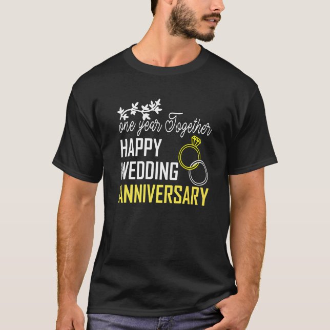 Camiseta Um Ano Juntos Feliz Primeiro Aniversário Casal A (Frente)