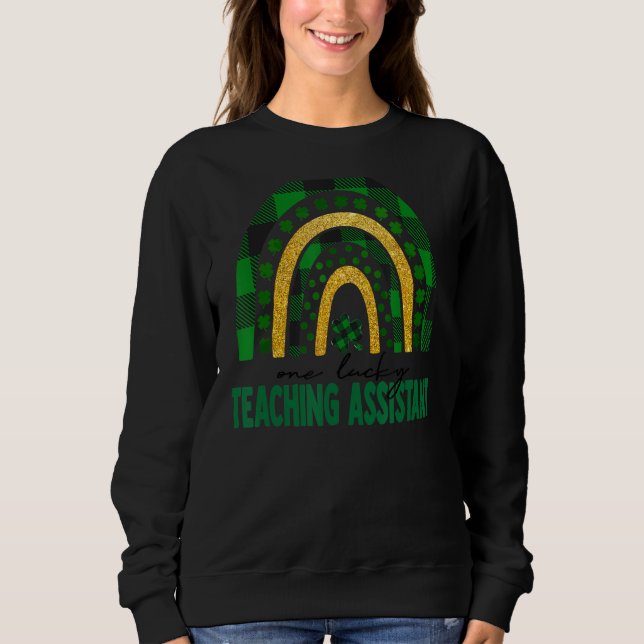 Camiseta Um Assistente de Ensino Sortudo Rainbow St Patrick (Frente)