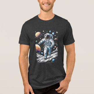 Camiseta Um astronauta correndo na lua