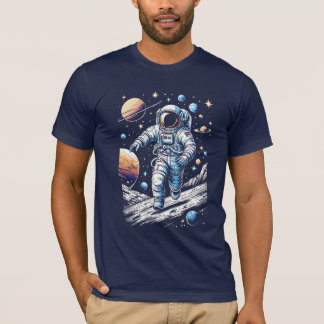 Camiseta Um astronauta correndo na lua