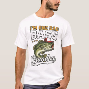 Camiseta Um Avô de Bass Malvado Pesca Design Vetorial Vinta