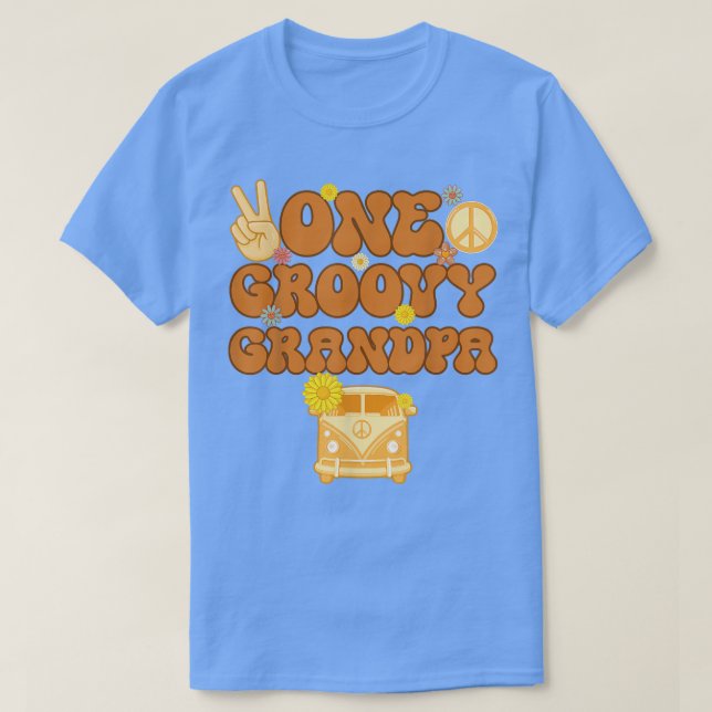 Camiseta Um avô Groovy Retro Mãe Hippie Aniversário 70s F (Frente do Design)
