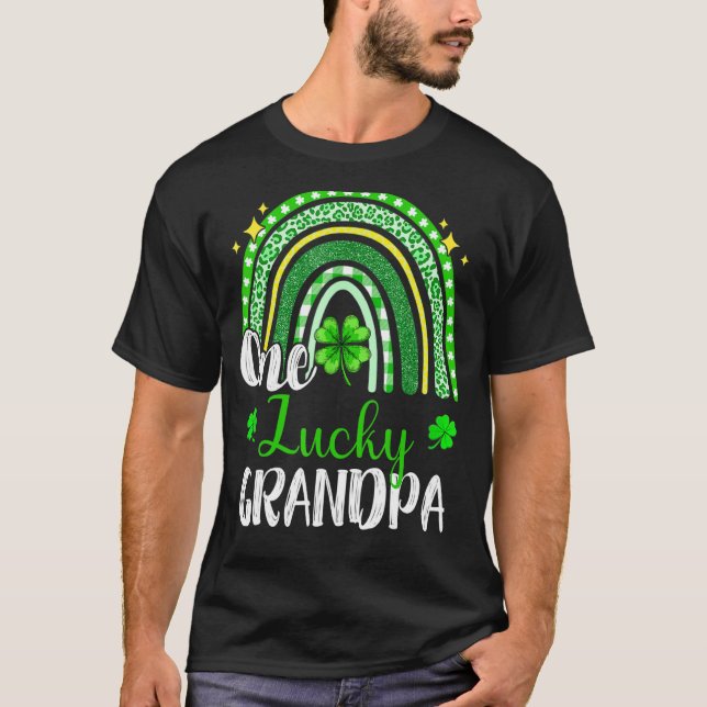 Camiseta Um Avô Sortudo, Leopard Imprima Rua Arco-Íris Patr (Frente)
