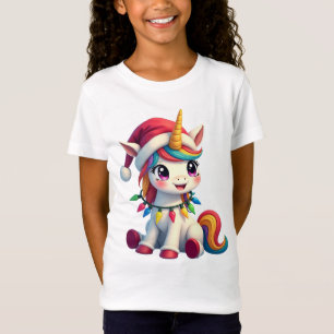 Camiseta Um Belo Bebê Colorido Unicórnio De Natal