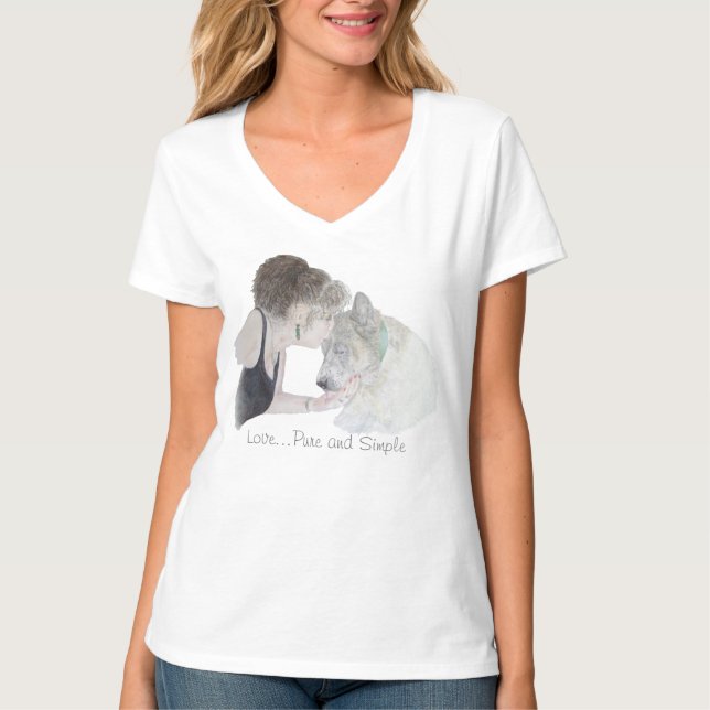 Camiseta Um belo desenho amoroso da garota beijando o cacho (Frente)