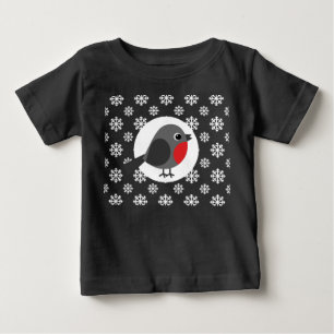 Camiseta Um belo desenho animado Robin com flocos de neve