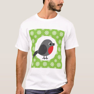 Camiseta Um belo desenho animado Robin com flocos de neve