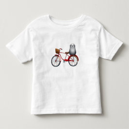 Camiseta Um belo selo de animação em uma bicicleta