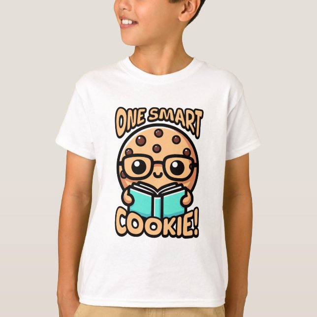 Camiseta Um Biscoito Inteligente! Trocadilho de Cookies Bon (Frente)