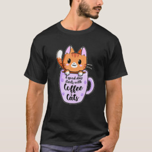 Camiseta Um Bom Dia Com Café E Gatos  Gato Café  3