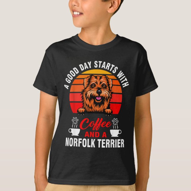 Camiseta Um bom dia começa com café e um norfolk (Frente)