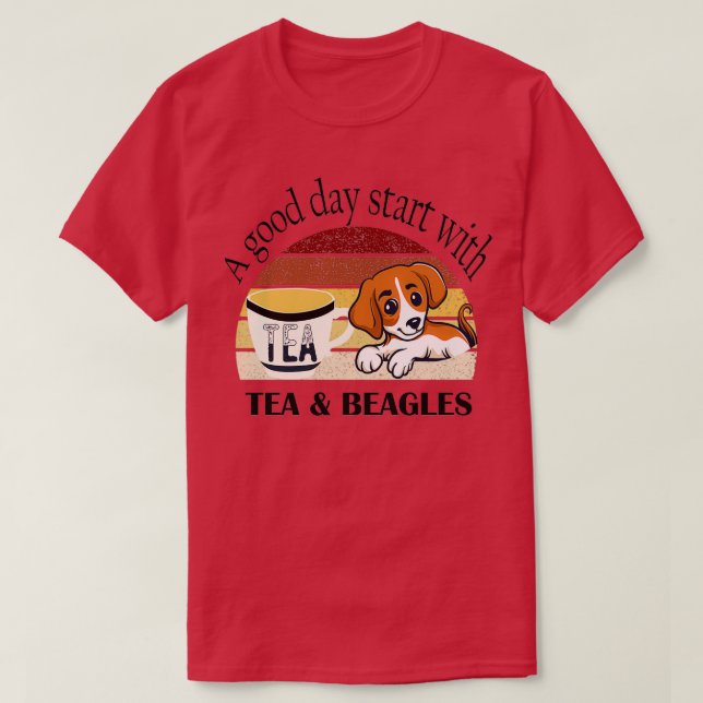 Camiseta Um bom dia começa com chá e beagles (Frente do Design)