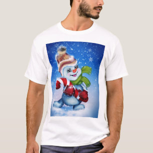 Camiseta Um boneco de neve festivo        