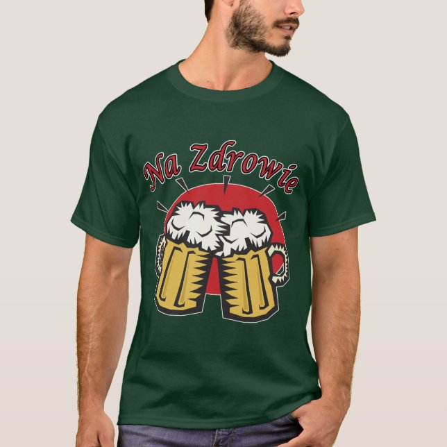 Camiseta Um Brinde Zdrowie Com Perucas De Cerveja (Frente)