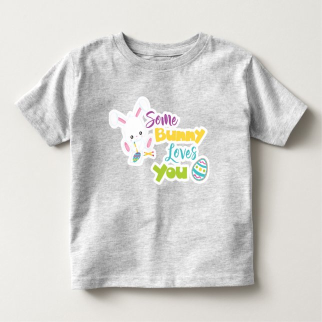 CAMISETA UM BUNNY GOSTA DE VOCÊ COM OVOS MAIS LENTOS (Frente)