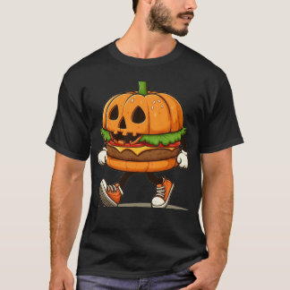 Camiseta Um Burger de Abóbora de Halloween