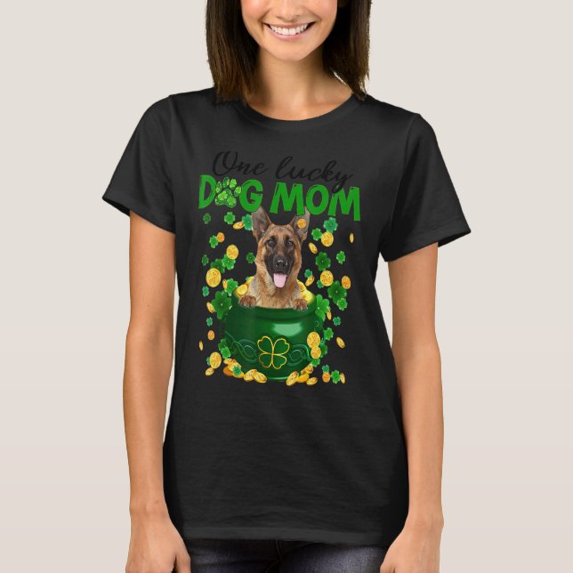 Camiseta Um Cachorro Feliz Mãe German shepherd Engraçado Mã (Frente)