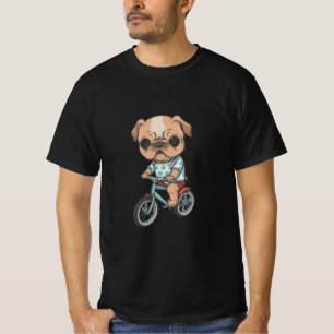 Camiseta um cachorro fofo andando de bicicleta vestindo rou
