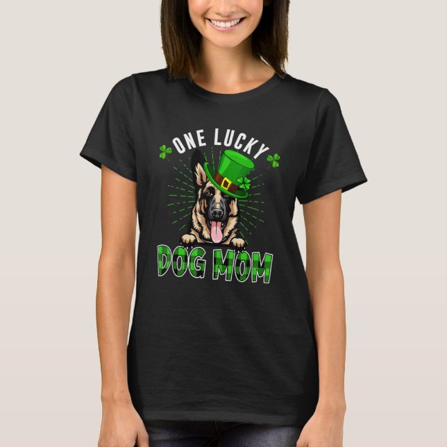 Camiseta Um Cachorro Sortudo German shepherd Mãe Santa Patr (Frente)
