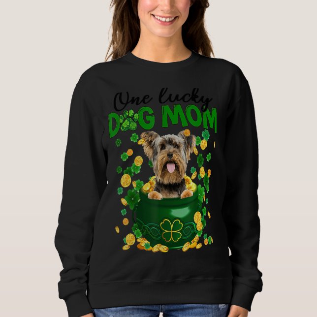 Camiseta Um Cachorro Sortudo Mãe Funny Yorkshire Terrier Mã (Frente)