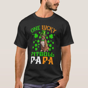 Camiseta Um Cachorro Sortudo Papai Pitbull Marrom Dia de Sã
