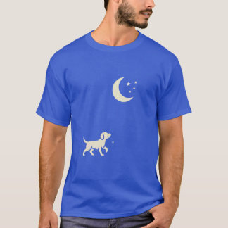 Camiseta um cachorro uma lua e estrelas
