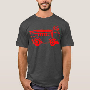 Camiseta Um caminhão de bombeio vermelho simples e bonito 