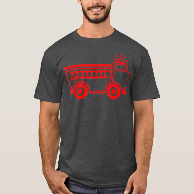 Camiseta Um caminhão de bombeio vermelho simples e bonito p (Frente)