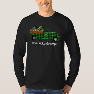 Camiseta Um Caminhão de Vovô Sortudo Verde Xadrez Trevos St