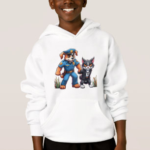 Camiseta um cão de polícia e um gato malvado - humor
