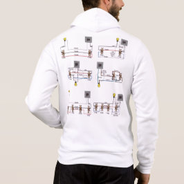 Camiseta Um CAPUZ com Diagramas de Interruptores de 3 e 4 V