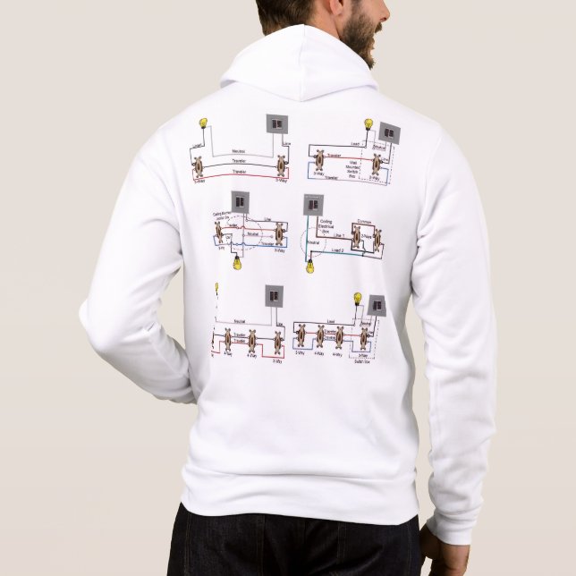 Camiseta Um CAPUZ com Diagramas de Interruptores de 3 e 4 V (Verso)