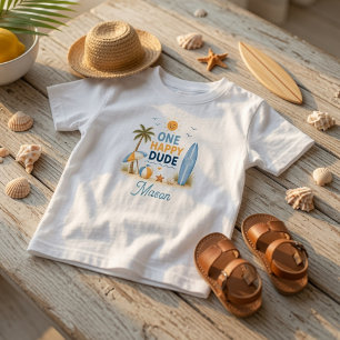 Camiseta Um Cara Feliz de Surf na Praia de Aniversário