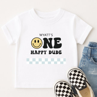 Camiseta Um Cara Feliz Sorriso Rosto Primeiro Aniversário
