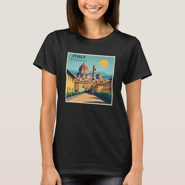 Camiseta Um Cartaz de Viagem Clássico Nostálgico – Florença (Frente)