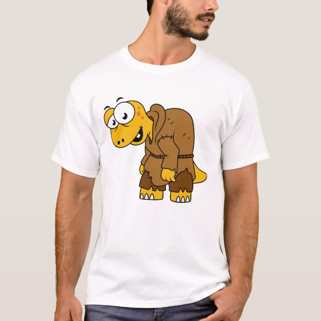 Camiseta Um Cartoon Dinossaur Hunchback. (Frente)