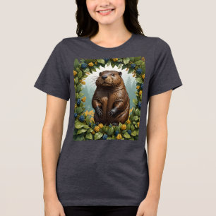 Camiseta Um Castor Americano Cercado Por Uva-de-Oregon