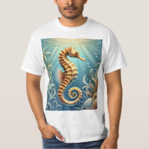 Um cavalo-marinho elegante nadando debaixo d'água