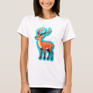 Camiseta Um cervo elegante brilhando suavemente em uma flor