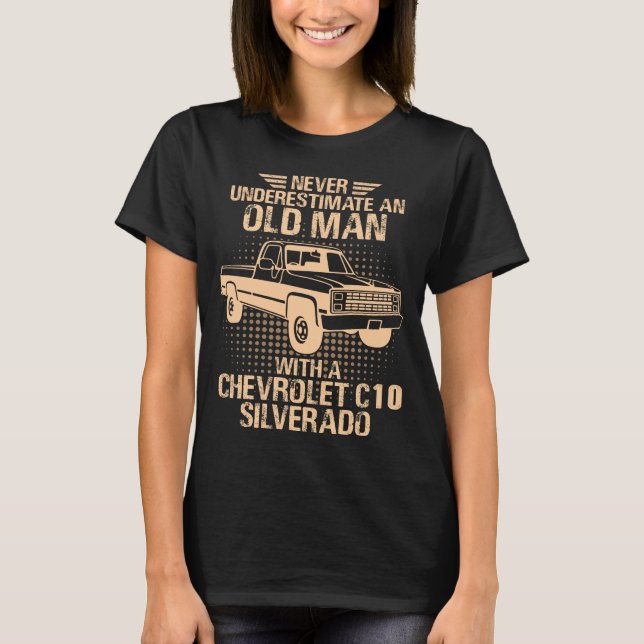 Camiseta Um Chevrolet C10 Silverado antigo 1987 (Frente)