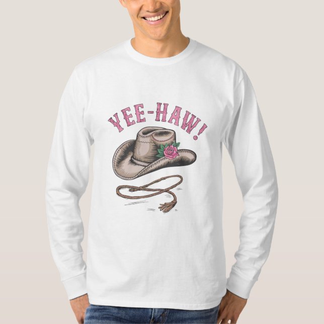 Camiseta Um clássico chapéu de vaqueiro adormecido com um s (Frente)