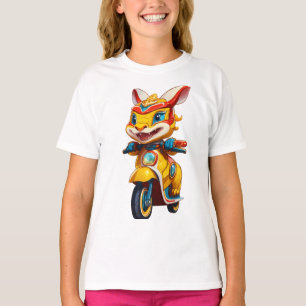 Camiseta Um coelhinho de dança de leão em Patinete