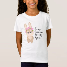 Camiseta Um coelhinho te ama Flores Rosa e Coelhinho