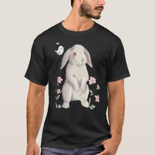 Camiseta Um coelho com orelhas de disquete com aquarela