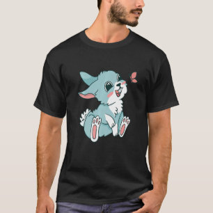 Camiseta Um coelho com orelhas de disquete com aquarela