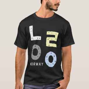 Camiseta Um com a palavra Noruega escrita em consoantes co